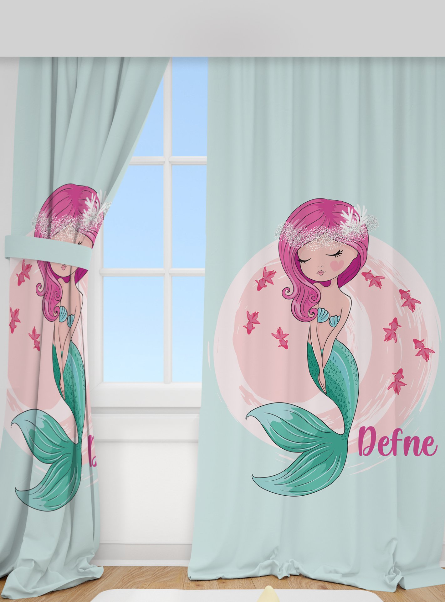 Custom Printed Backdrop Curtain Mermaid