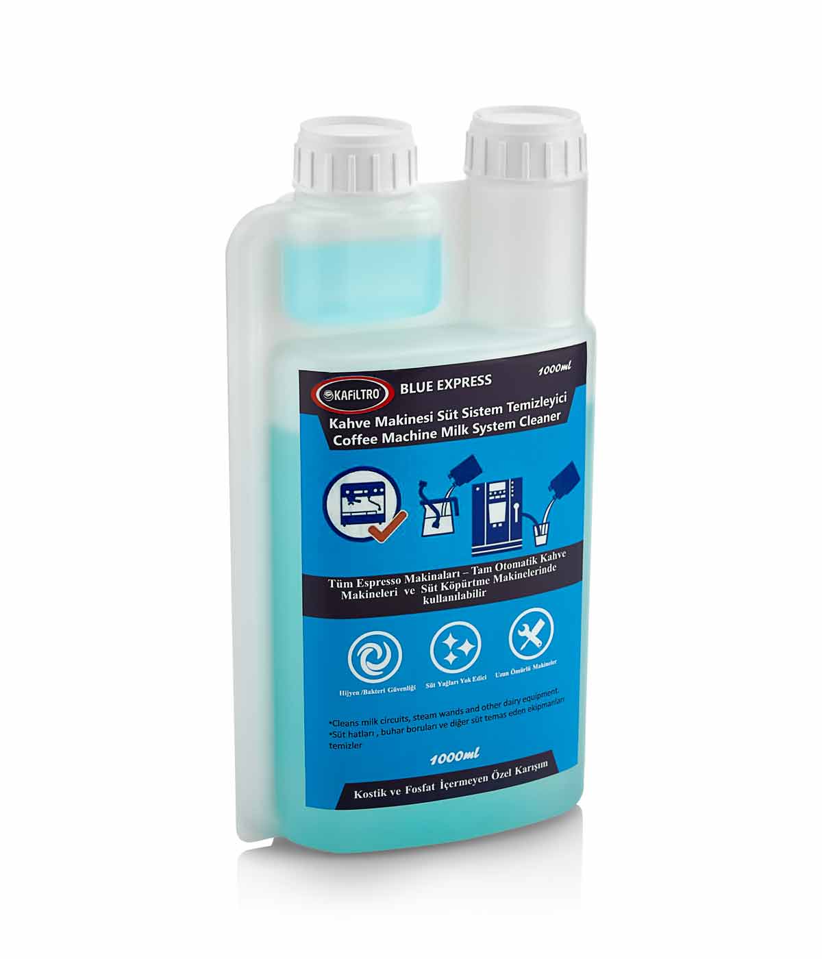 Kafiltro Süt Sistemi Temizelme Solüsyonu Blue Express (1000 ml) Kafiltro Süt Sistemi Temizelme Solüsyonu Blue Express (1000 ml)