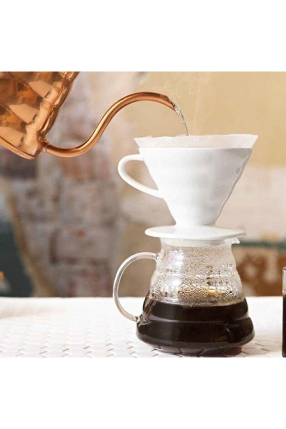Kahvehanem Kahve Demleme Tanışma Seti - Beyaz (Dripper + Kahve Sürahisi)