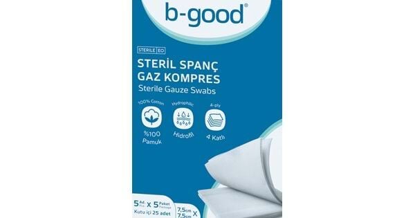 B-Good Steril Spanç Gaz Kompres 7,5 Cm X 7,5 Cm 25li