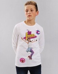 soy luna cocuk tisort uzun kollu beyaz unisex kesimli