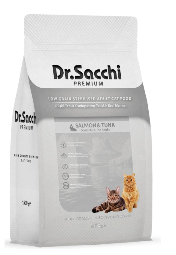 Dr.Sacchi Premium Düşük Tahıllı Kısır Kedi Maması 1,5 Kg