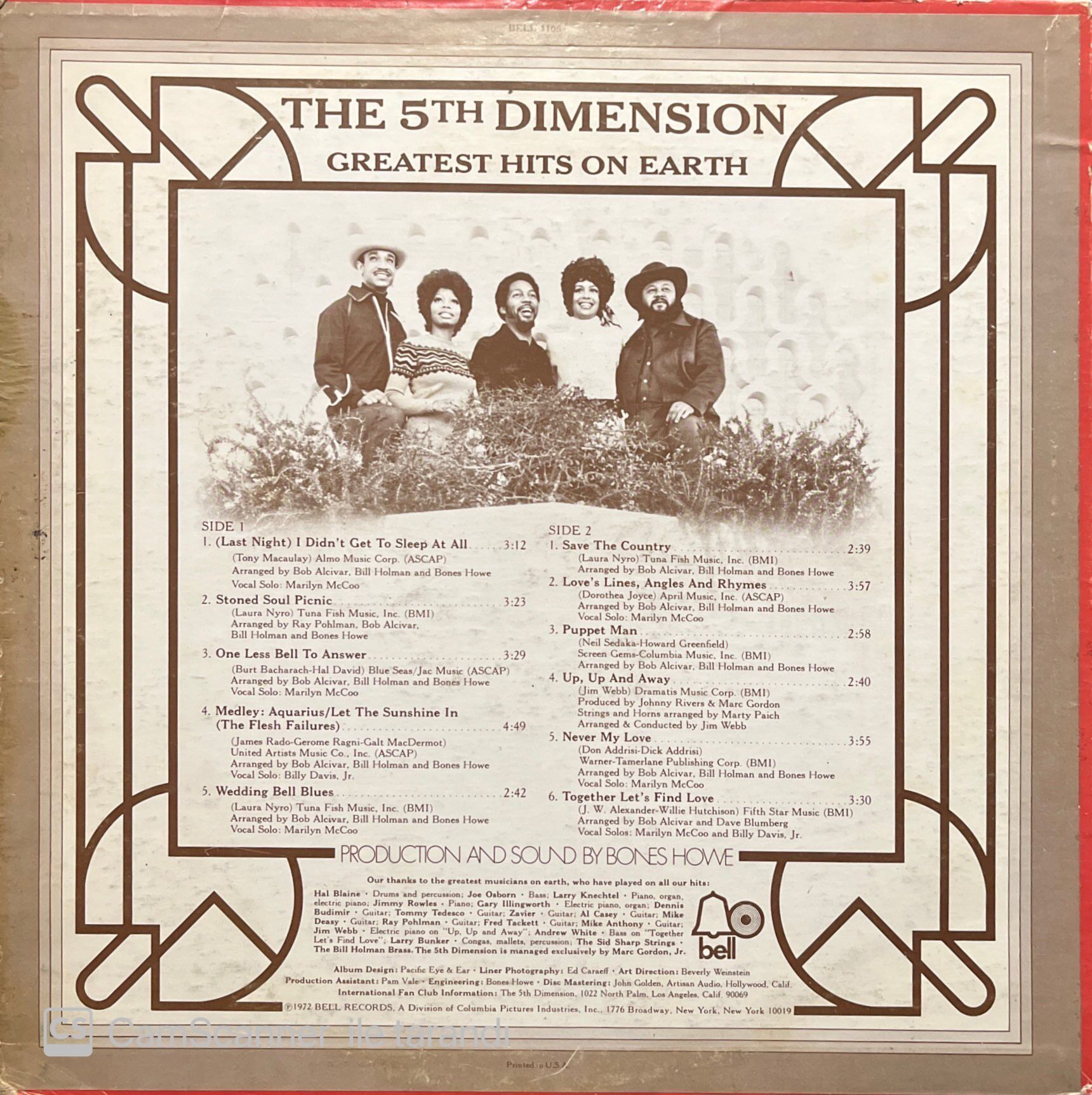 The 5Th Dimension Greatest Hits On Earth LP Plak