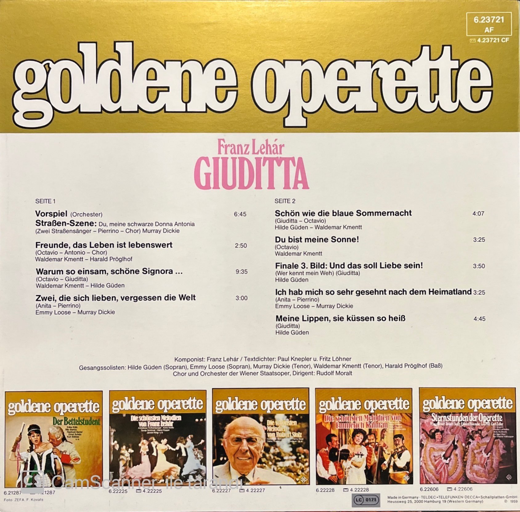 Franz Lehar Giuditta Goldene Operette LP Klasik Plak