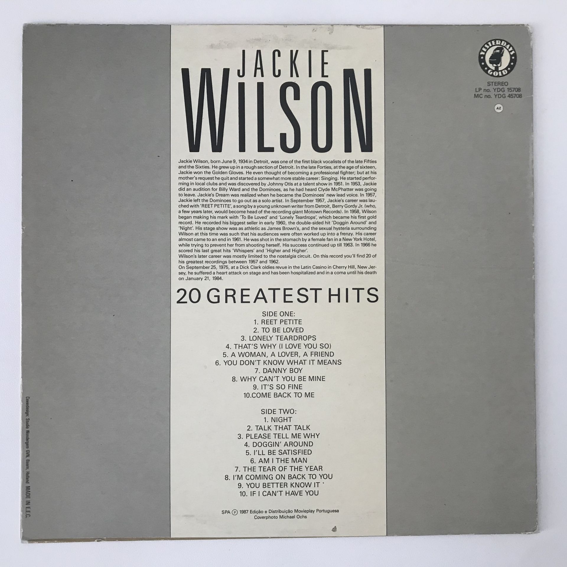 Jackie Wilson ‎– 20 Greatest Hits Plak, CD, DVD Satın Al