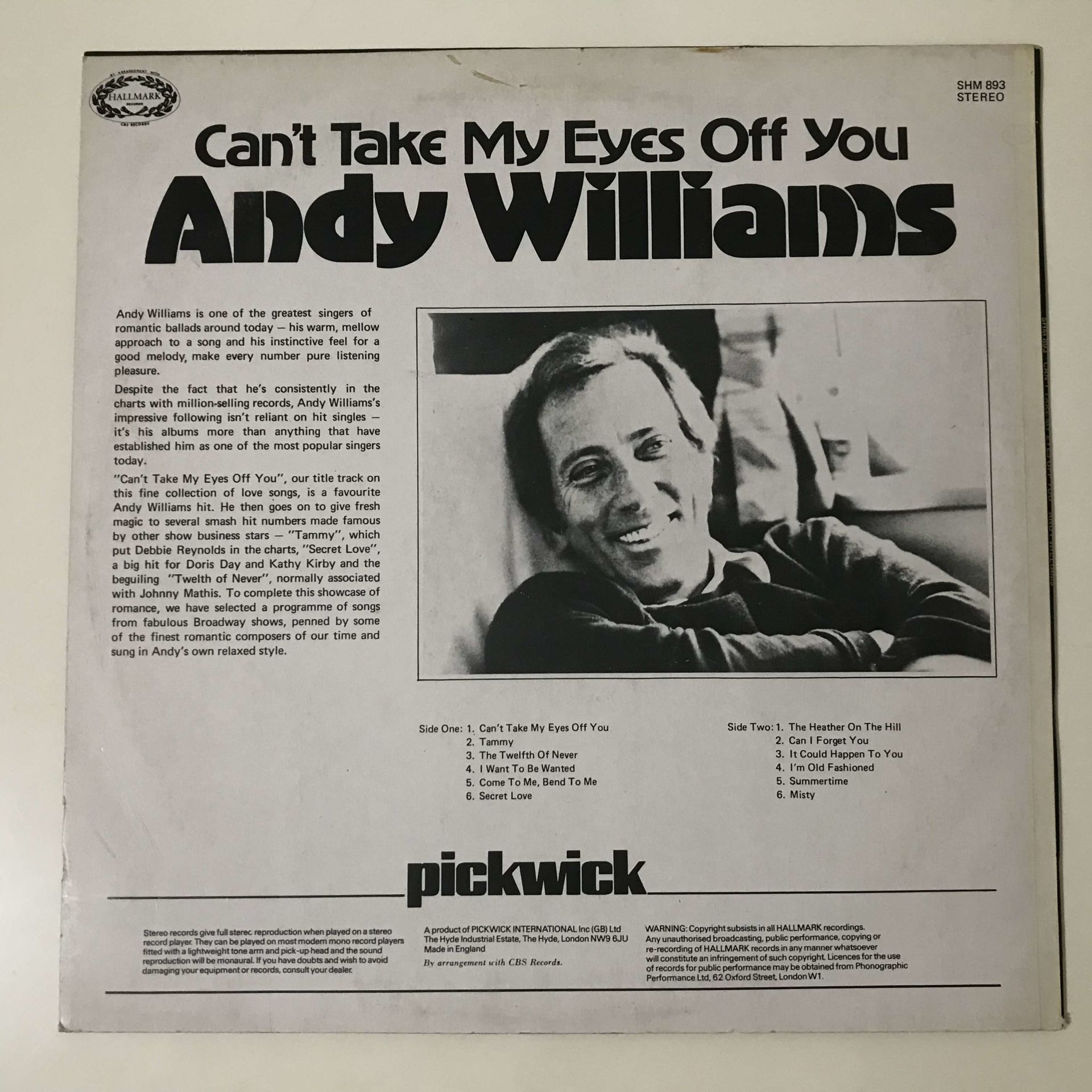 Andy Williams – Can't Take My Eyes Off You Plak, CD, DVD Satın Al