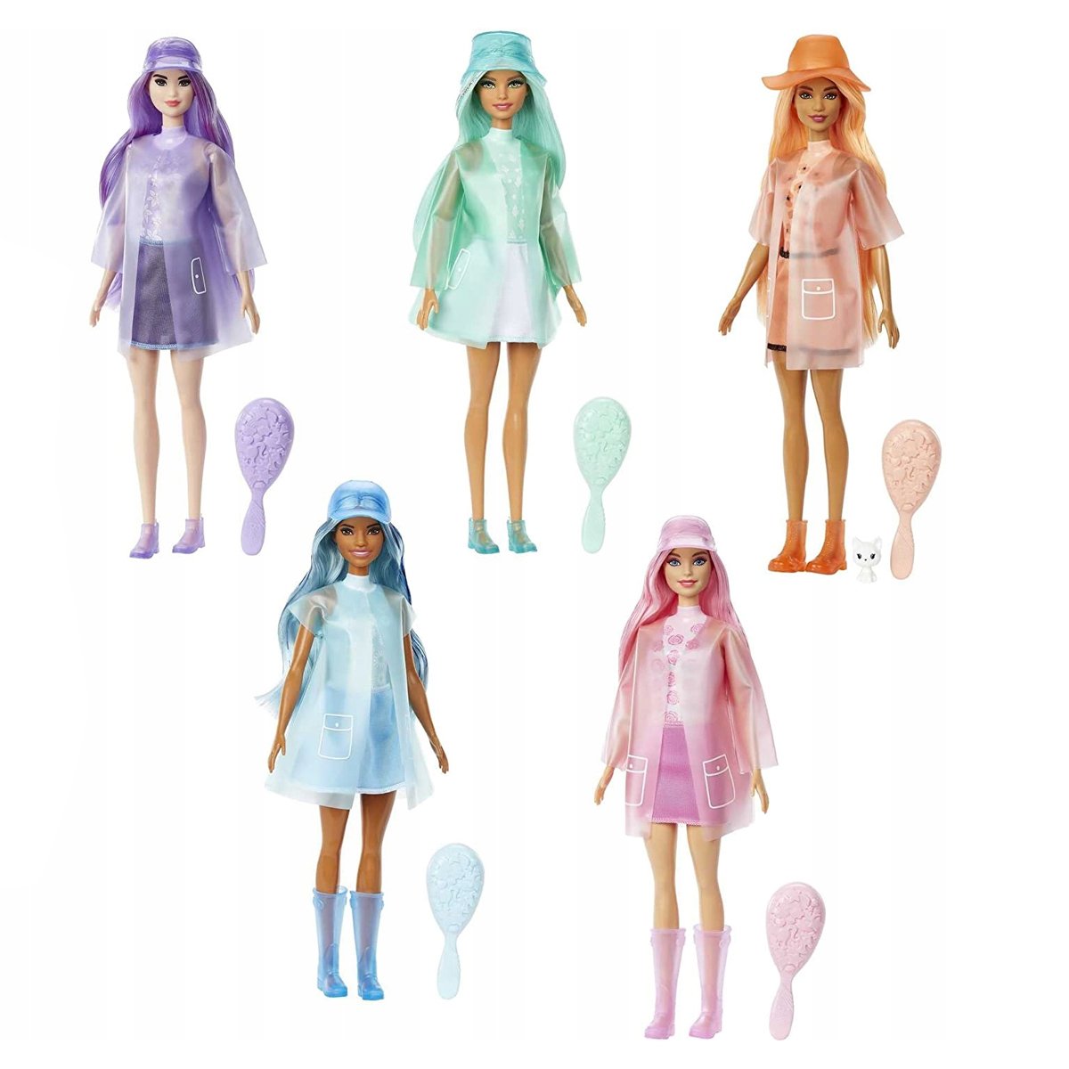 HDN71 Renk Değiştiren Sürpriz Barbie Yağmura Hazır Bebekler,Color Reveal