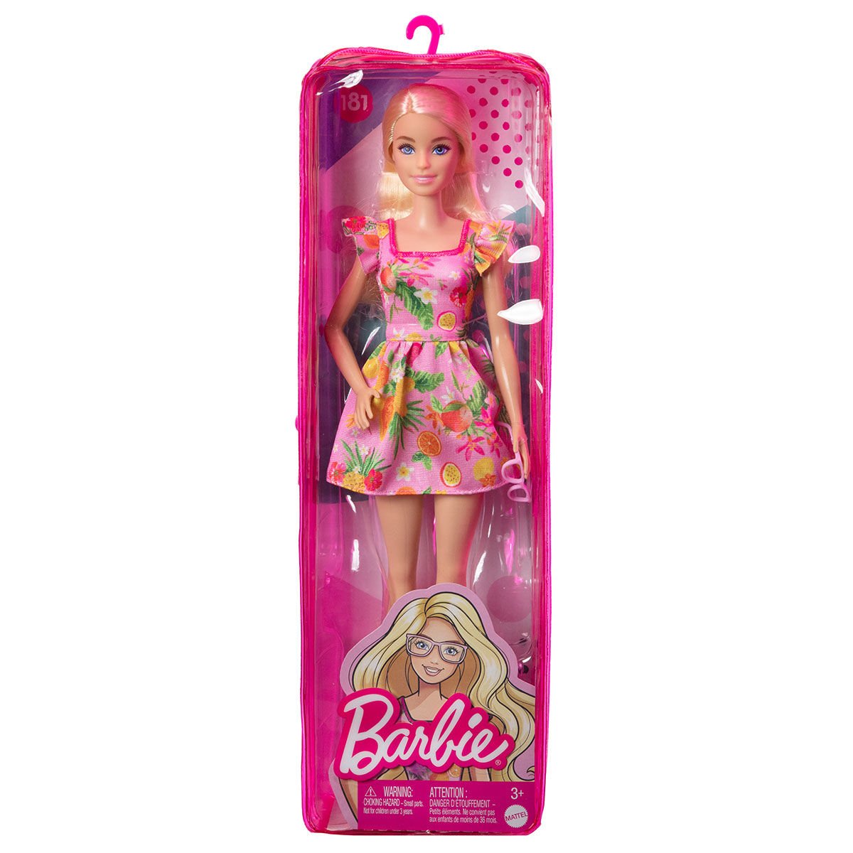HBV15 Barbie No:181 Fashionistas Sarışın Meyve Desenli Elbiseli