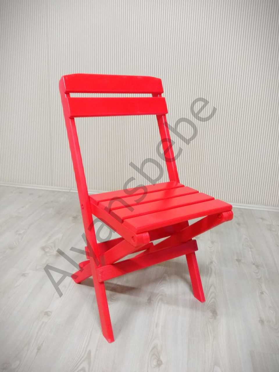 Alyans Ahşap Katlanır MasaSandalye Takım (SarıKırmızı)