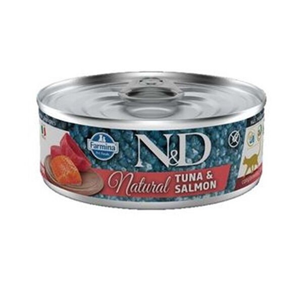 ND Natural Tuna Ve Somon Balıklı Yetişkin Kedi Konservesi 80 Gr