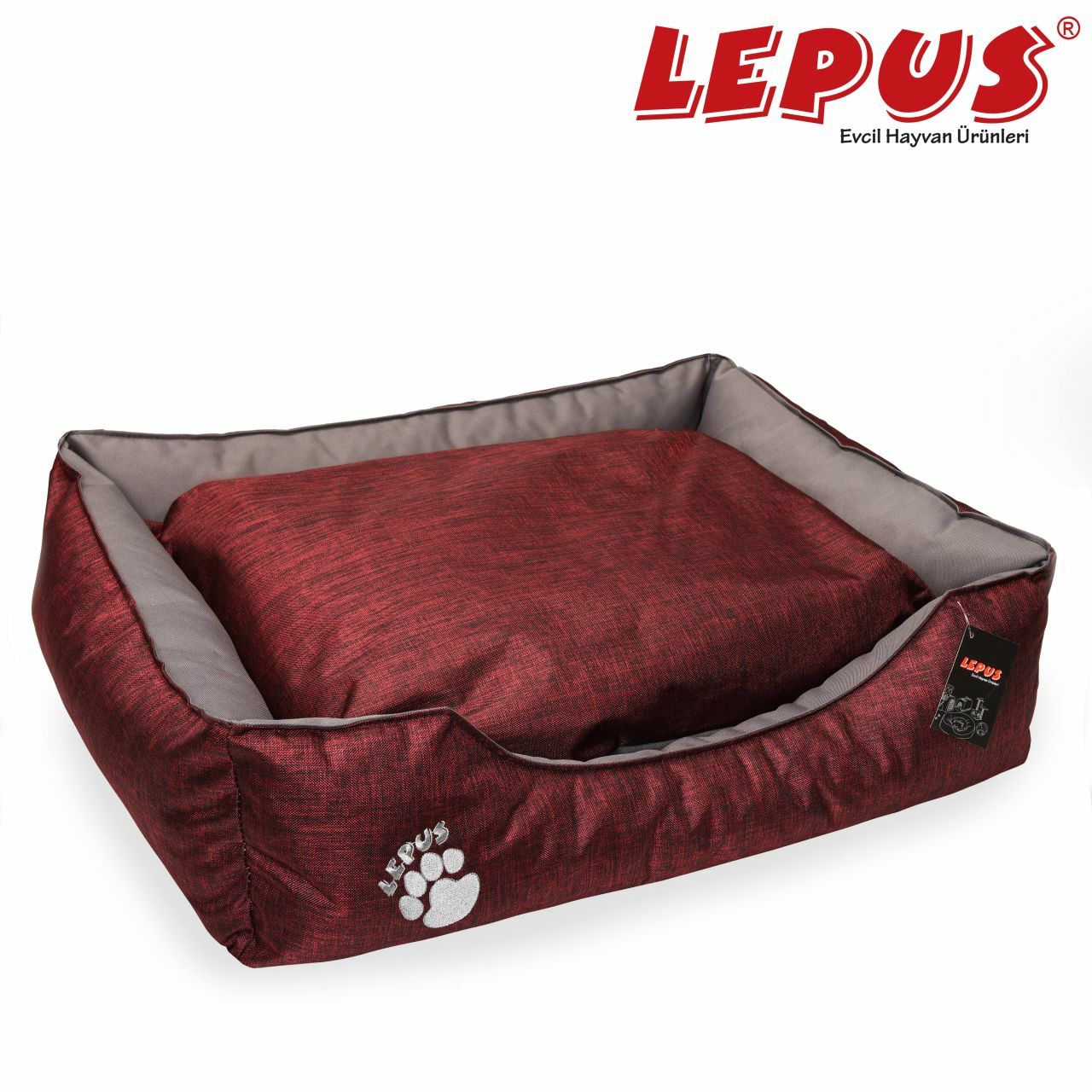 Lepus Dış Mekan Köpek Yatağı Bordo L 75x60x24h cm