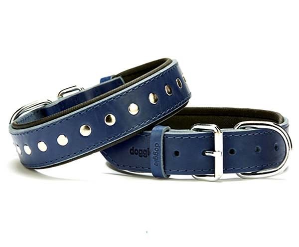 Doggie Comfort Deri Rivetli Köpek Boyun Tasması Large Mavi 3.5x52-60 Cm