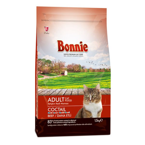 Bonnie Biftekli Multicolor Yetişkin Kedi Maması 1,5 Kg