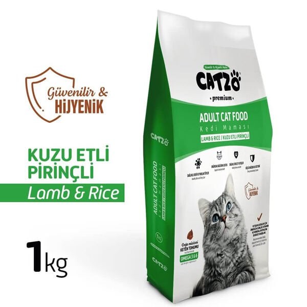 Catzo Premium Kuzu Etli Pirinçli Yetişkin Kedi Maması 1 Kg
