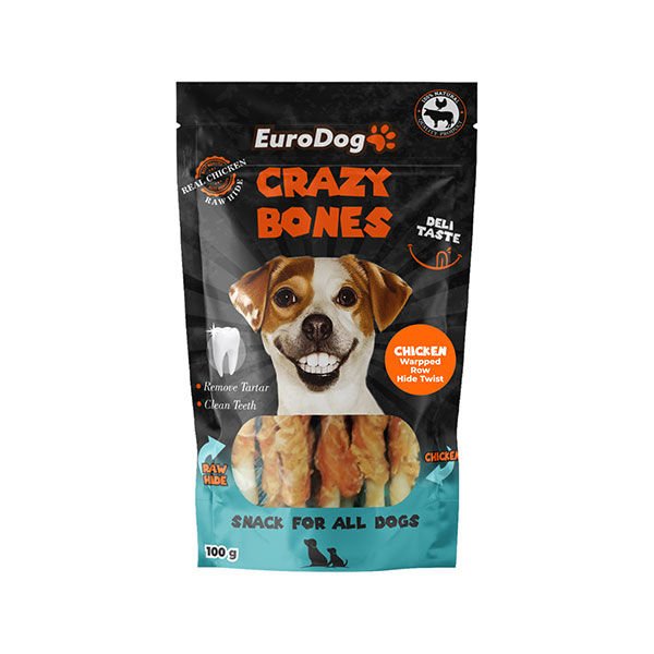 EuroDog Crazy Bones Wrap Tavuklu Twist Köpek Ödül Maması 100 Gr