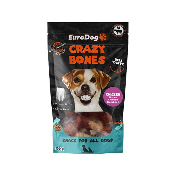 EuroDog Crazy Bones Dumbbell Tavuklu Kemik Köpek Ödül Maması 100Gr
