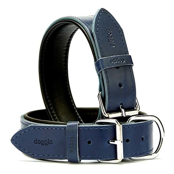 Doggie Fırstclass Köpek Deri Boyun Tasması Large Mavi 4x57-65 Cm