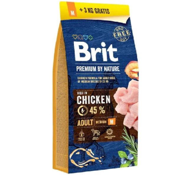 Brit Premium By Nature Adult M Orta Irk Tavuklu Yetişkin Köpek Maması 15+3 Kg Hediyeli
