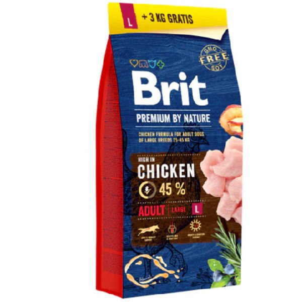 Brit Premium By Nature Adult L Büyük Irk Tavuklu Yetişkin Köpek Maması 15+3 Kg Hediyeli