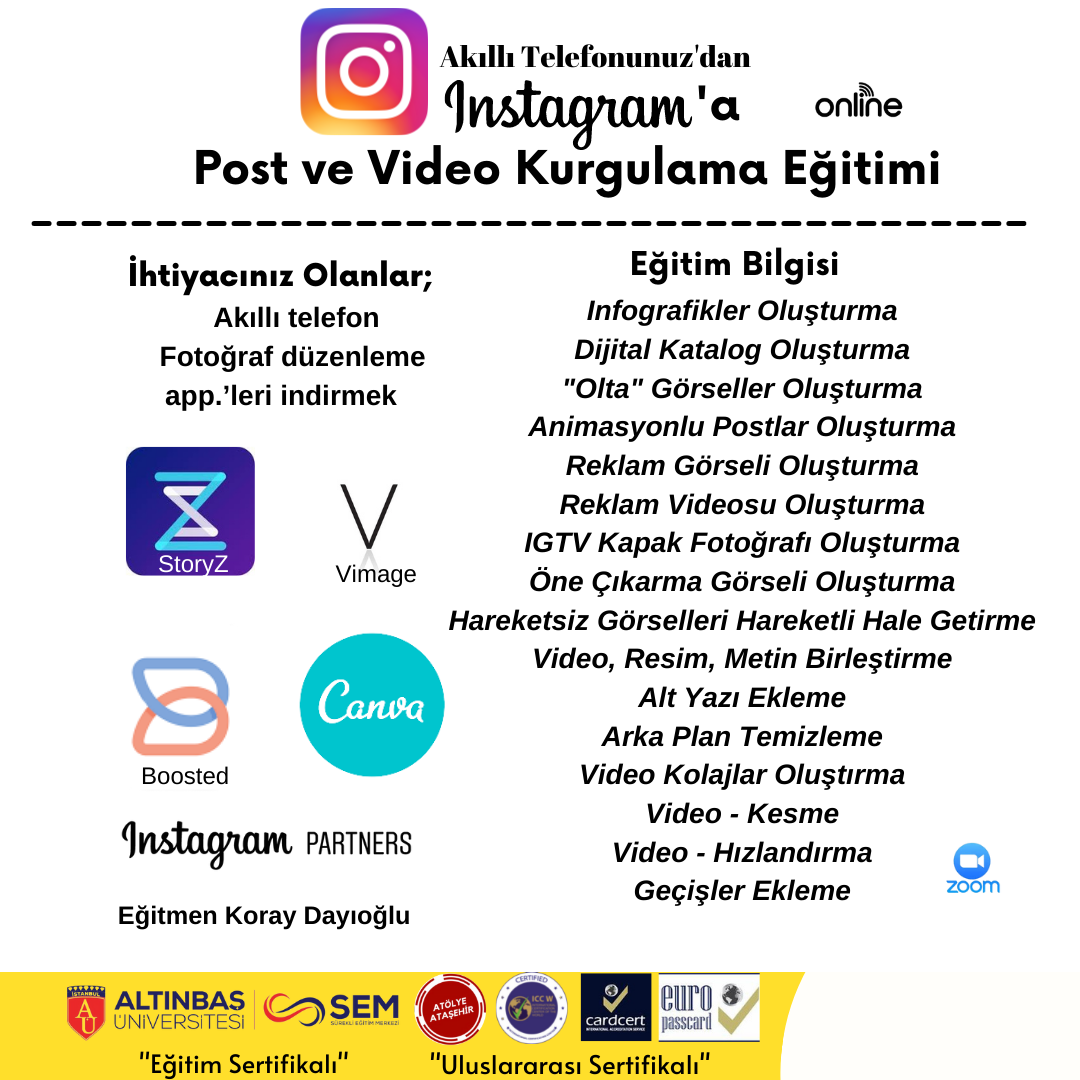 Online Atolye Mobil Tel Ile Instagram Video Editleme Araclari Egitimi