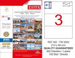 Tanex Lazer Etiket Tw-2003 210 X 99 Mm