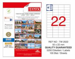 Tanex Lazer Etiket Tw-2022 50 X 22 Mm