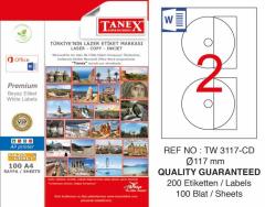 Tanex Lazer Etiket Tw-3117 Cd 117 Mm