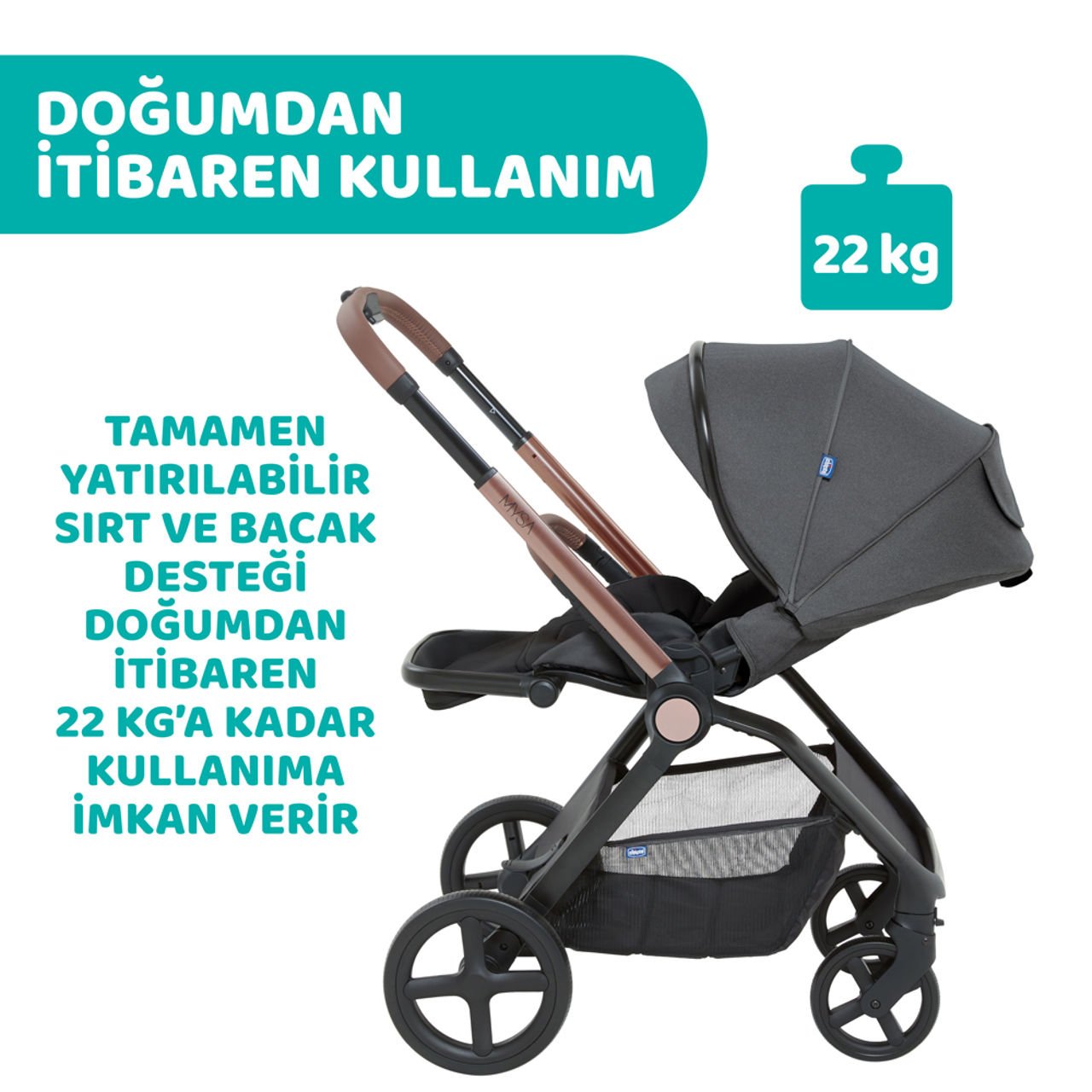 Chicco Mysa Bebek Arabası Silver Grey