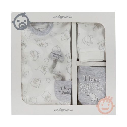 Andywawa AC22170 I Love My Mummy And Daddy 5 Parça Yenidoğan Hastane Çıkışı Grey Melange