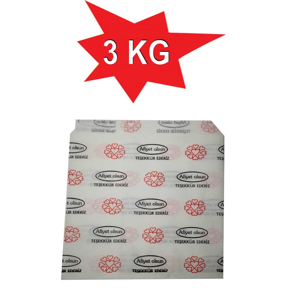 Kese Kağıdı Yağlı Piyasa Baskılı Hamburger 3 Kilo 1001 Ambalaj