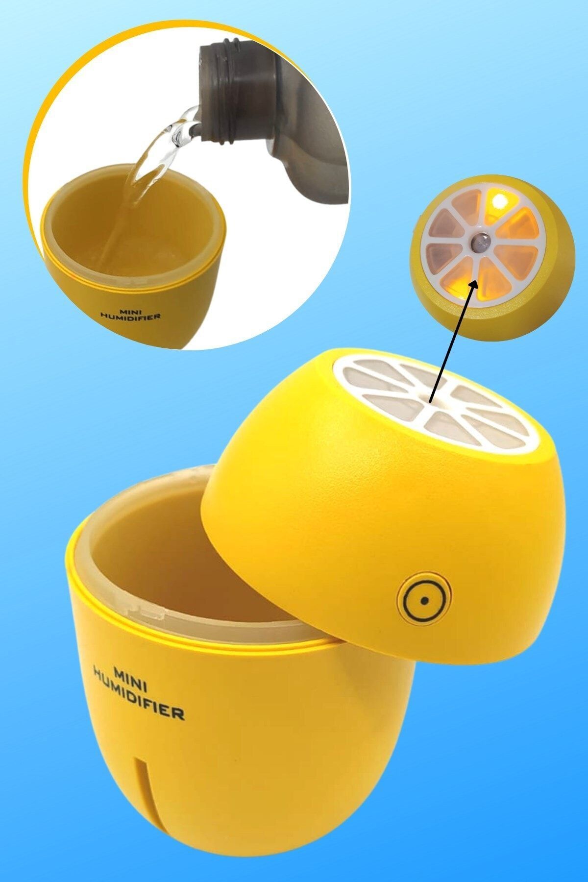Limon Tipi Mini Hava Oda Nemlendirici Ledli Işıklı Buhar Makinesi NN9029