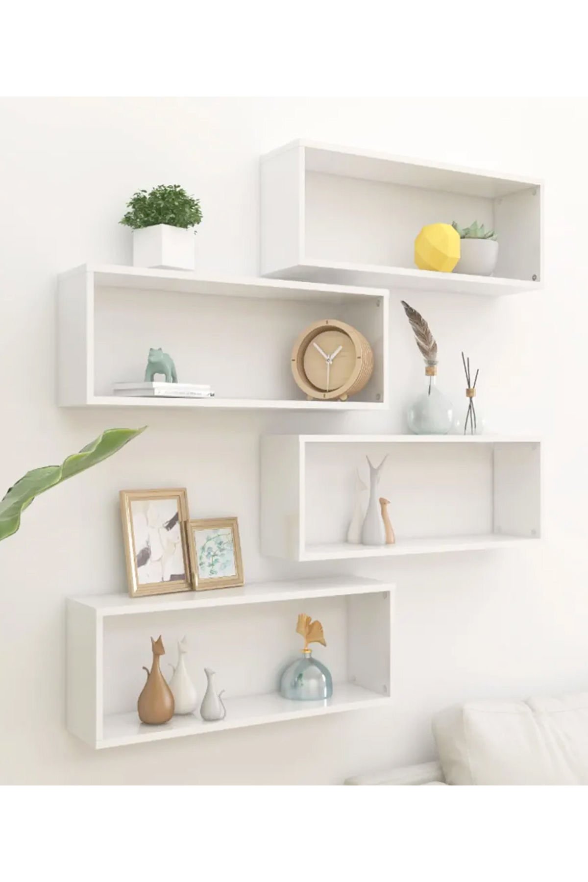 Nactumu 4 Parça Parlak Beyaz Kitaplık Duvar Rafı 60 Cm Nactumu 4 Parça Parlak Beyaz Kitaplık Duvar Rafı 60 Cm