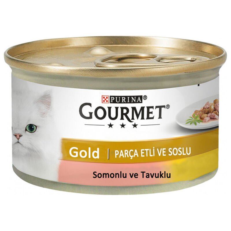 Gourmet Gold Somonlu Tavuklu Yetişkin Parça Etli Kedi Konservesi