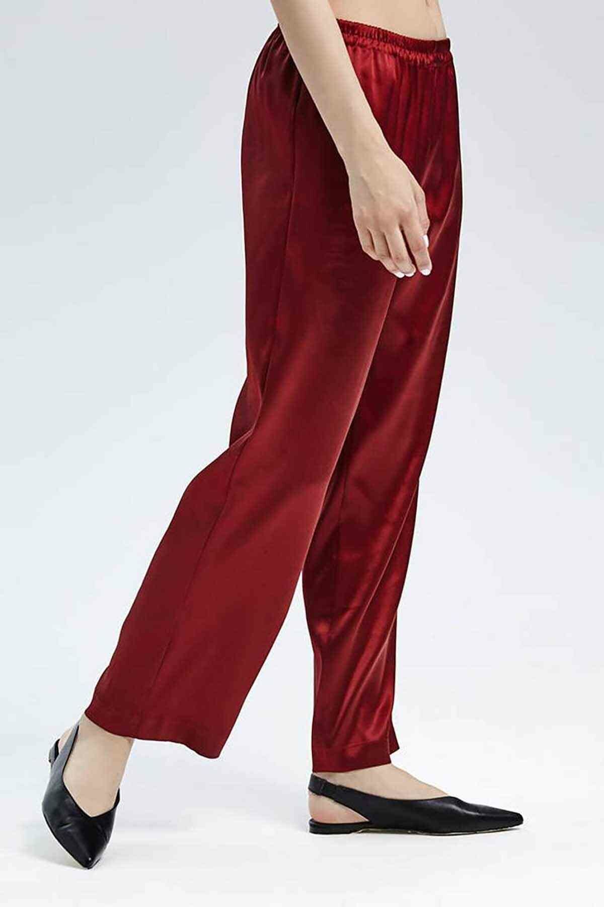 Saten Pjama Alt Kırmızı ABM9169