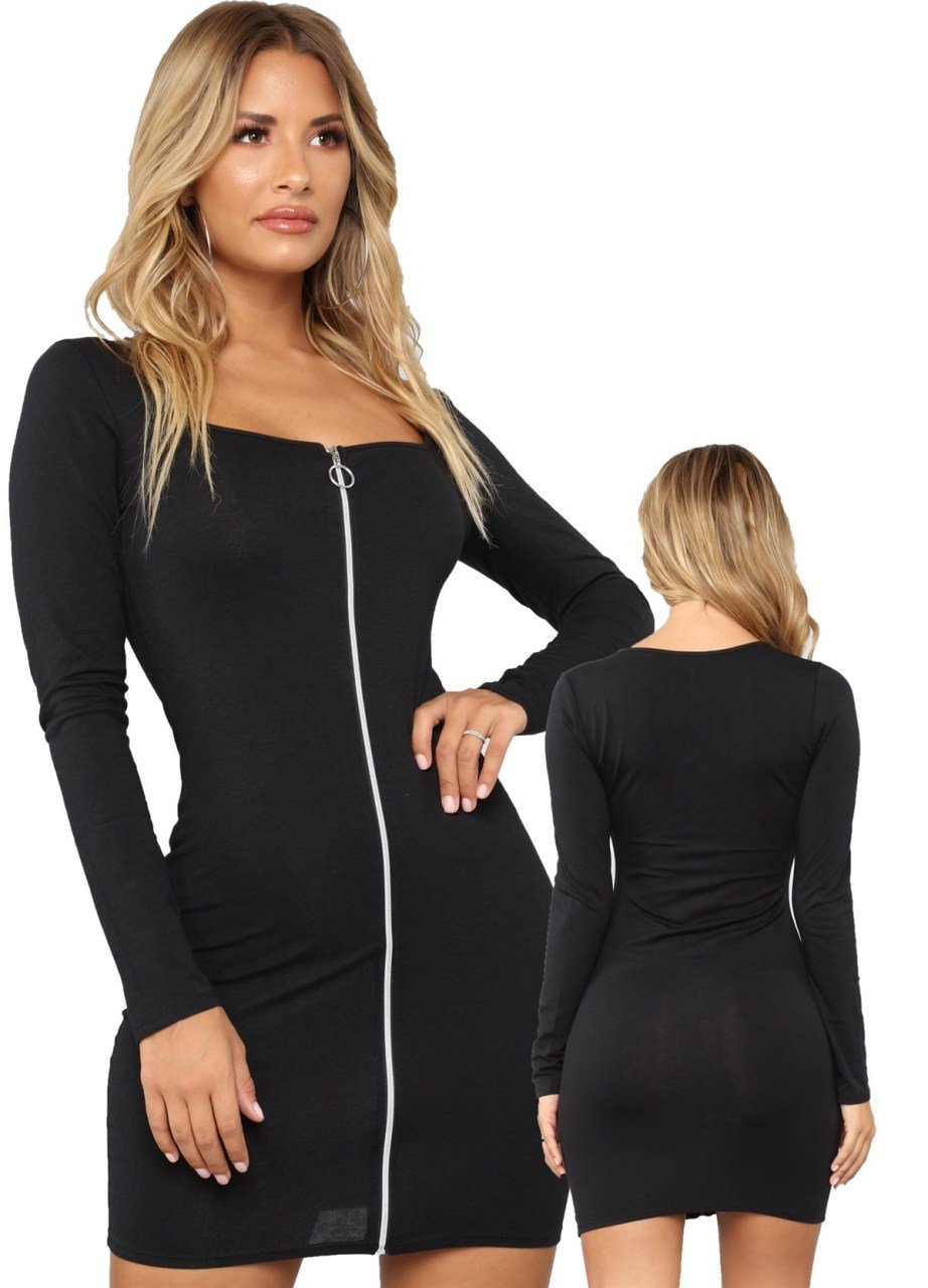 Fermuarlı Mini Elbise ABM7531 Fermuarlı Mini Elbise ABM7531