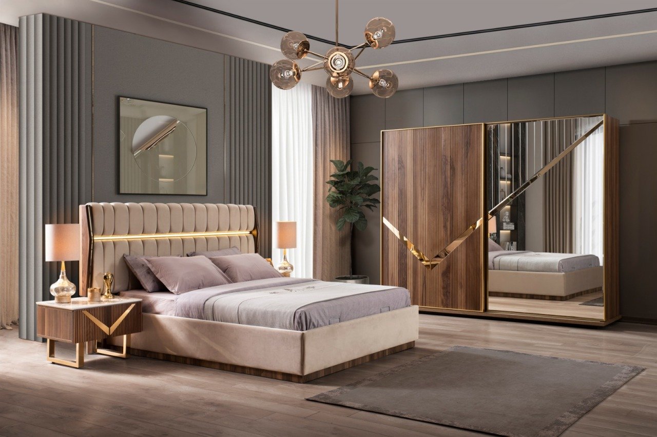 Versace Yatak Odası Takımı Ceviz, Kargılı Mobilya