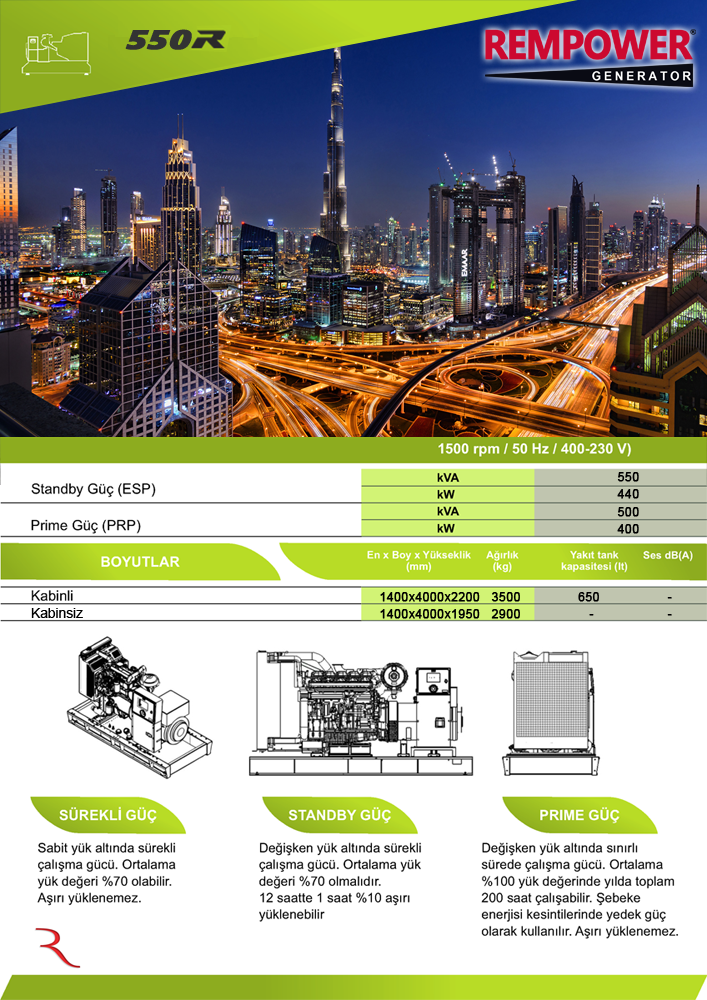 REMPOWER RDG-M 550 KVA OTOMATİK KABİNLİ DİZEL JENERATÖR