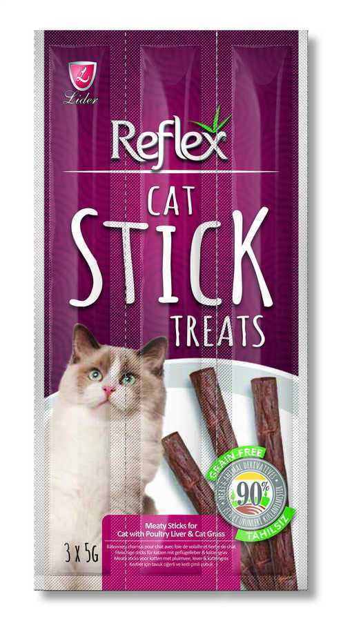 Reflex Sticks Tavuk Cigerli Ve Kedi Çimli Kedi Ödül Çubukları 3x5 Gr