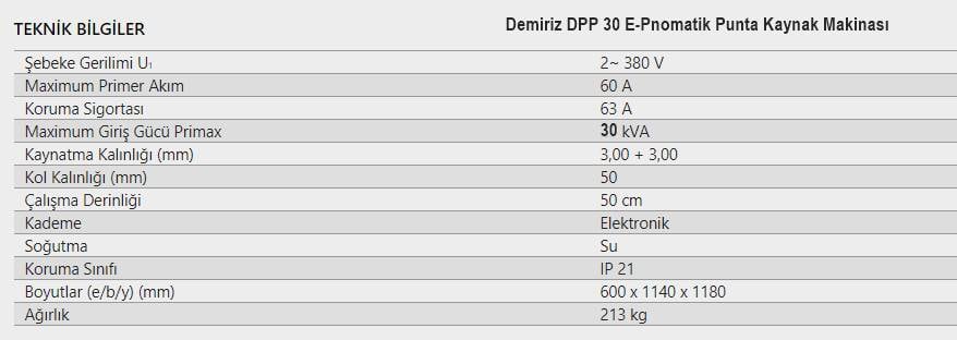 Demiriz DPP 30 E-Pnomatik Punta Kaynak Makinası