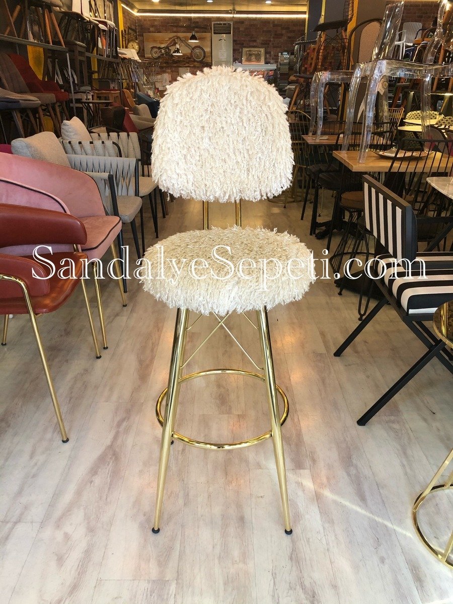 Eyfel H75 Bar Sandalyesi Gold Pelus Sandalye Sepeti Bar Sandalyeleri Acapulco Orgu Sandalyeler Eyfel H75 Bar Sandalyesi Gold Pelus Urun Aciklama