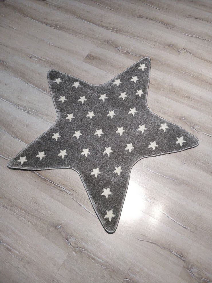 Eko Hali Heryerehali Antialerjik Cocuk Halisi Kds14 Gri Yildiz Sekli 120x120 Cm