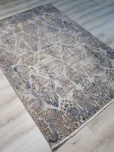 Turkmen Hali Heryerehali Turkmenhali Trend 16310a Bej Mavi Modern Desenli Hali 120x230 Cm
