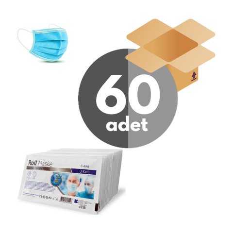 roll cerrahi maske 5 li zarf 60 adet steril maske