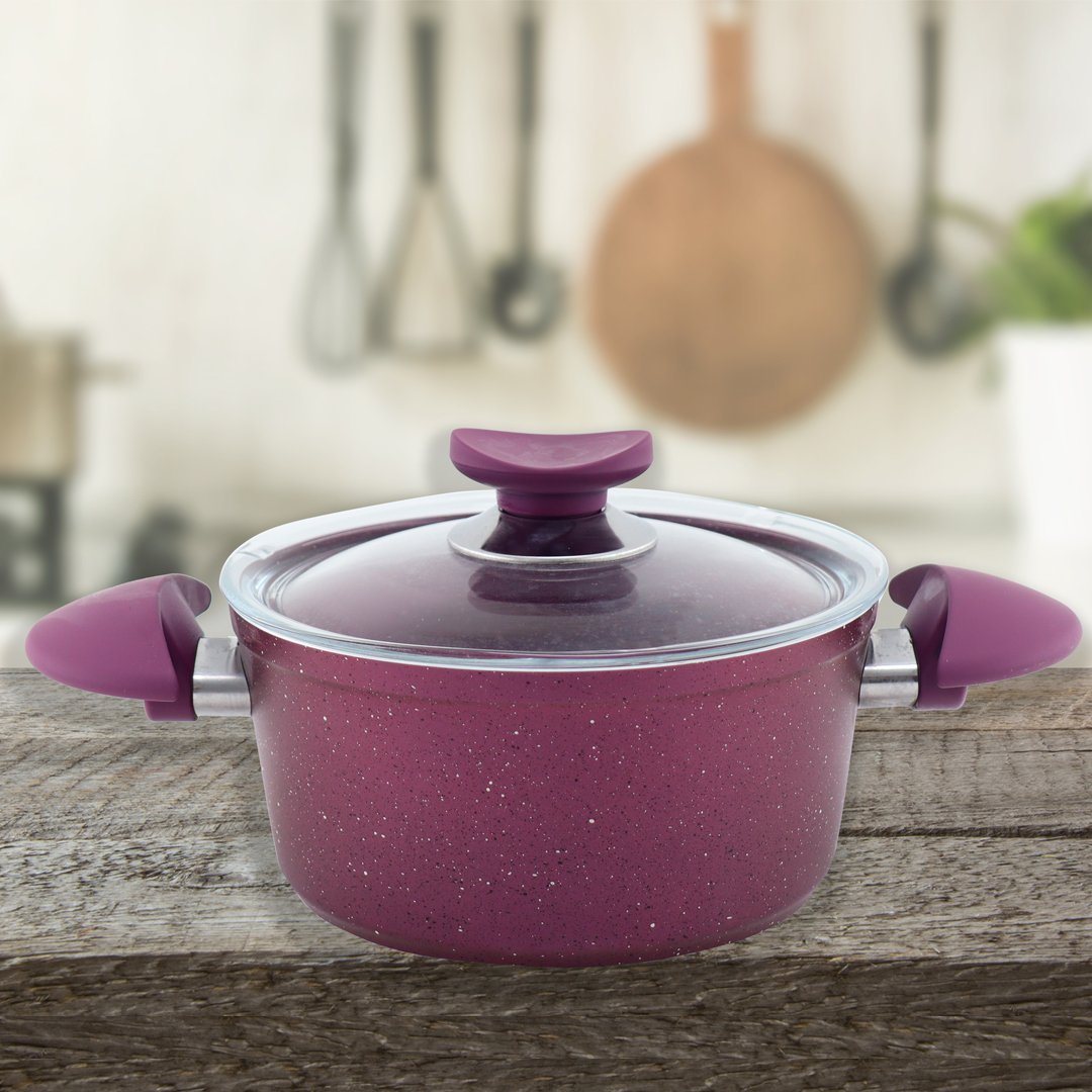 Cookbella Granit Stone Ezme 22 Cm Tencere Mor
