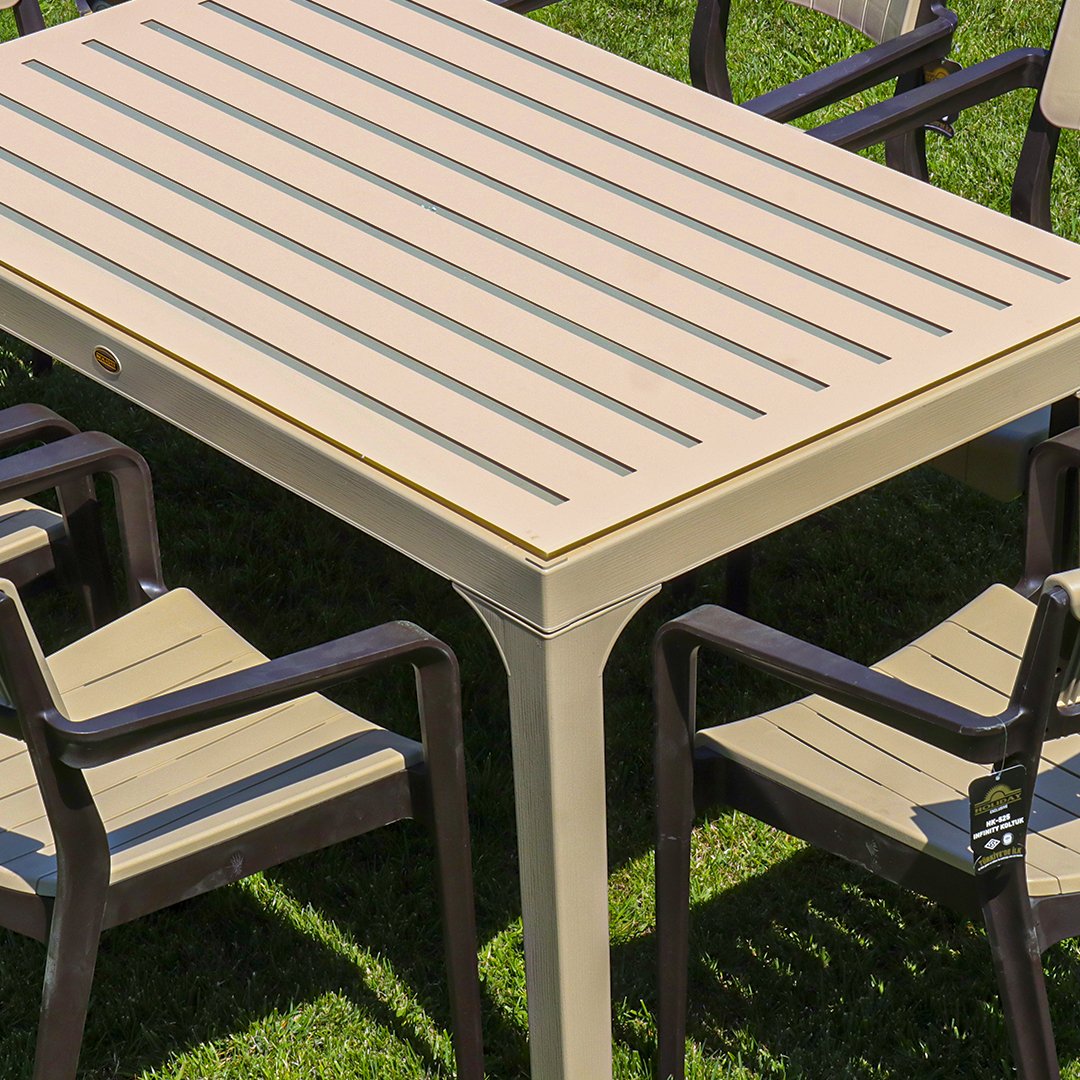 Holiday Rattan Wood Design 90x150 4lu Camli Bahce Mobilyasi Cappuccino