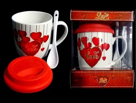 Love Kalp Tasarim Silikon Kapakli Kasikli Seramik Kupa Bardak Toptan Kupa Bardak Modelleri