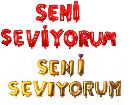 Seni Seviyorum Folyo Balon Kirmizi Sari Toptan Dogum Gunu Parti Malzemeleri Susleri