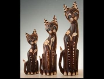 Dekoratif Ahsap Kedi Biblosu 3 Adet Toptan Dekoratif Biblo Kum Saati Kalemlik