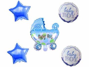 5'li Pausetli Folyo Balon Seti (Pembe Mavi) - Toptan Doğum Günü Parti