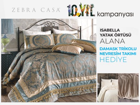 Zebra Casa Isabella Yatak Ortusu Cift Kisilik